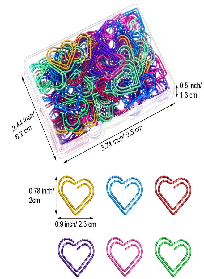 Frienda 105 Pieces Colorful Paper Clips Metal Heart Shaped Paperclips Cute Fancy Multicolor Small Love Shaped Paper Clips Bulk for Office Stationery, School Supplies, Document Note Sorting, Wedding Decoration - Image 2
